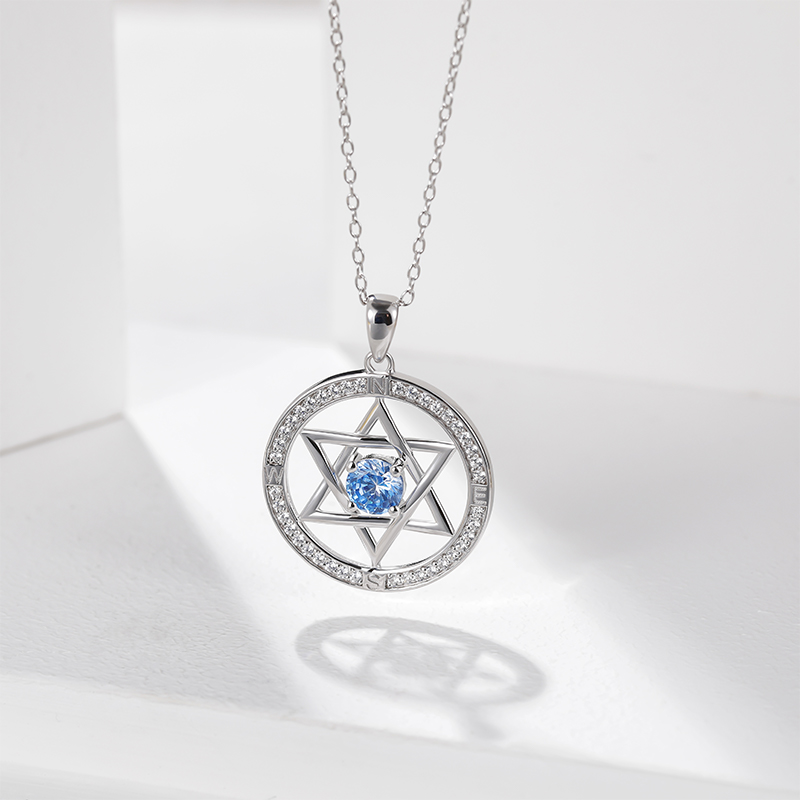 HISTI Pendants 925 Sterling Silver Full Circle Zirconia Nacklace for Women Fashion Star of David Pendant - Image 2