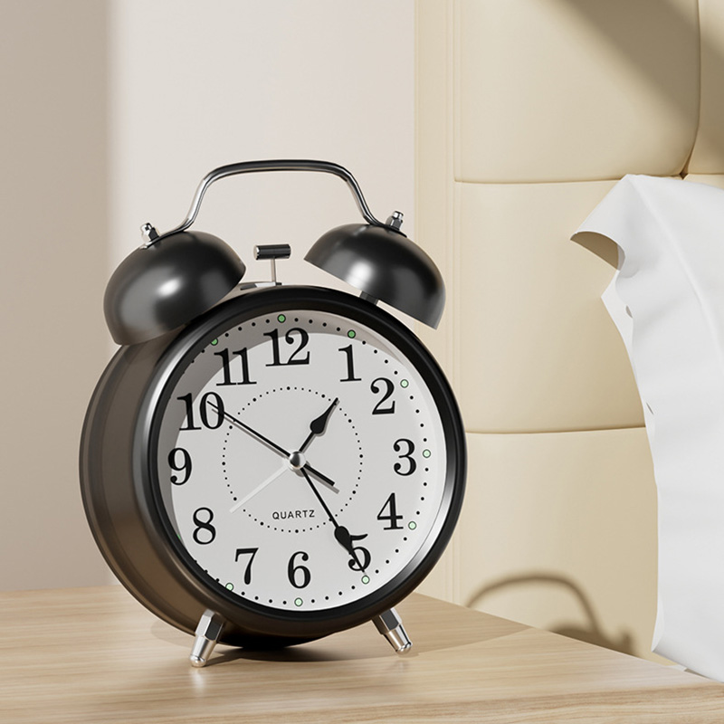 HISTI Small Clocks Twin Bell Loud Alarm Clock Metal Frame 3D Dial with Backlight Battery Operate Desk Table Alarm - Image 3