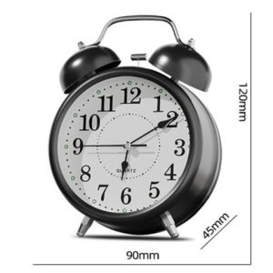 HISTI Small Clocks Twin Bell Loud Alarm Clock Metal Frame 3D Dial with Backlight Battery Operate Desk Table Alarm