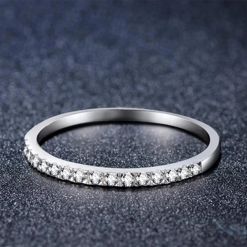 HISTI 925 Sterling Silver Rings For Women Zircon Inlay Half Eternity Stacktable Ring - Image 2