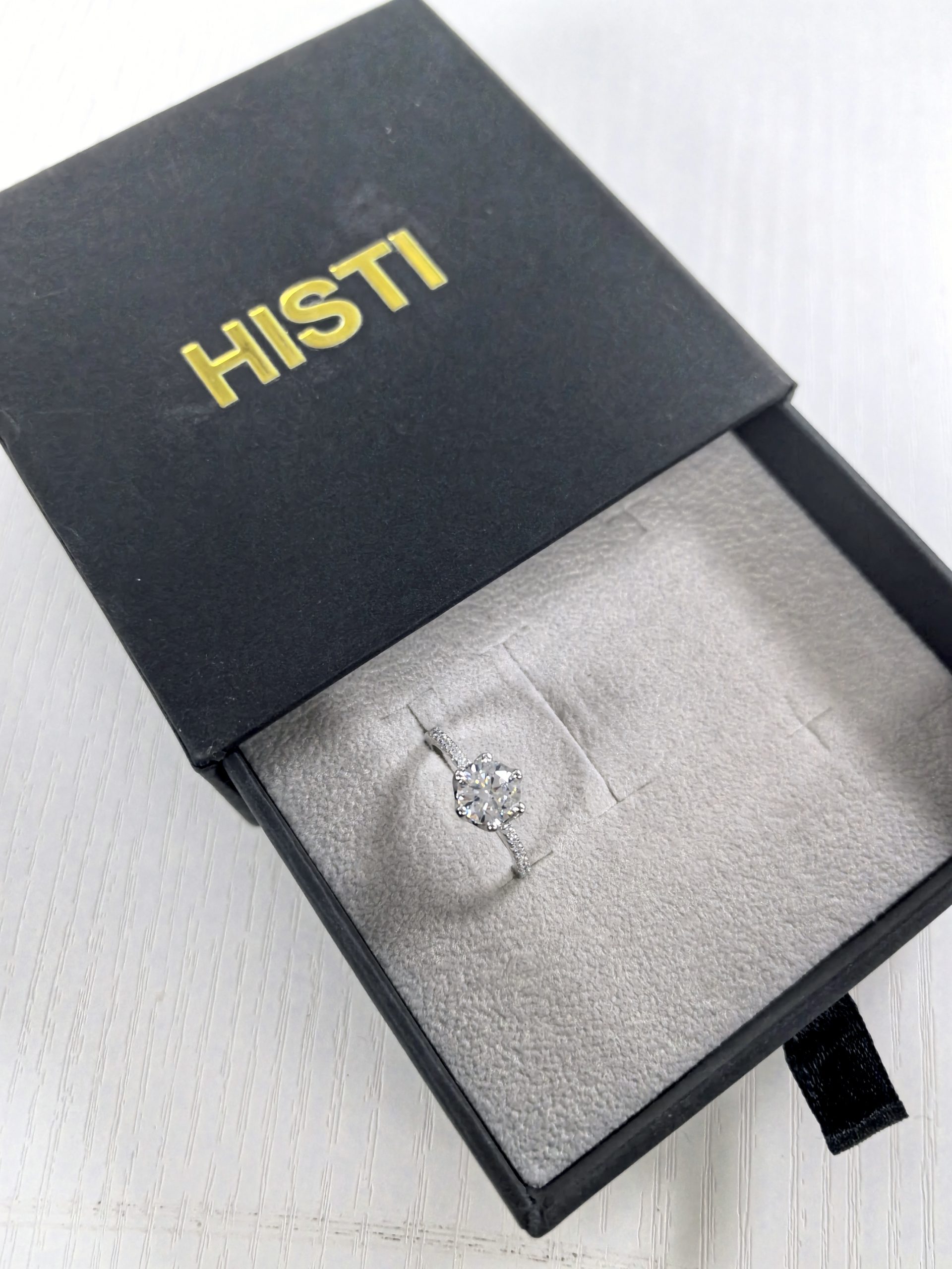 HISTI Wedding Ring 925 Sterling Silver 1.25 CT Round Solitaire Cubic Zirconia Halo Promise Ring - Image 5