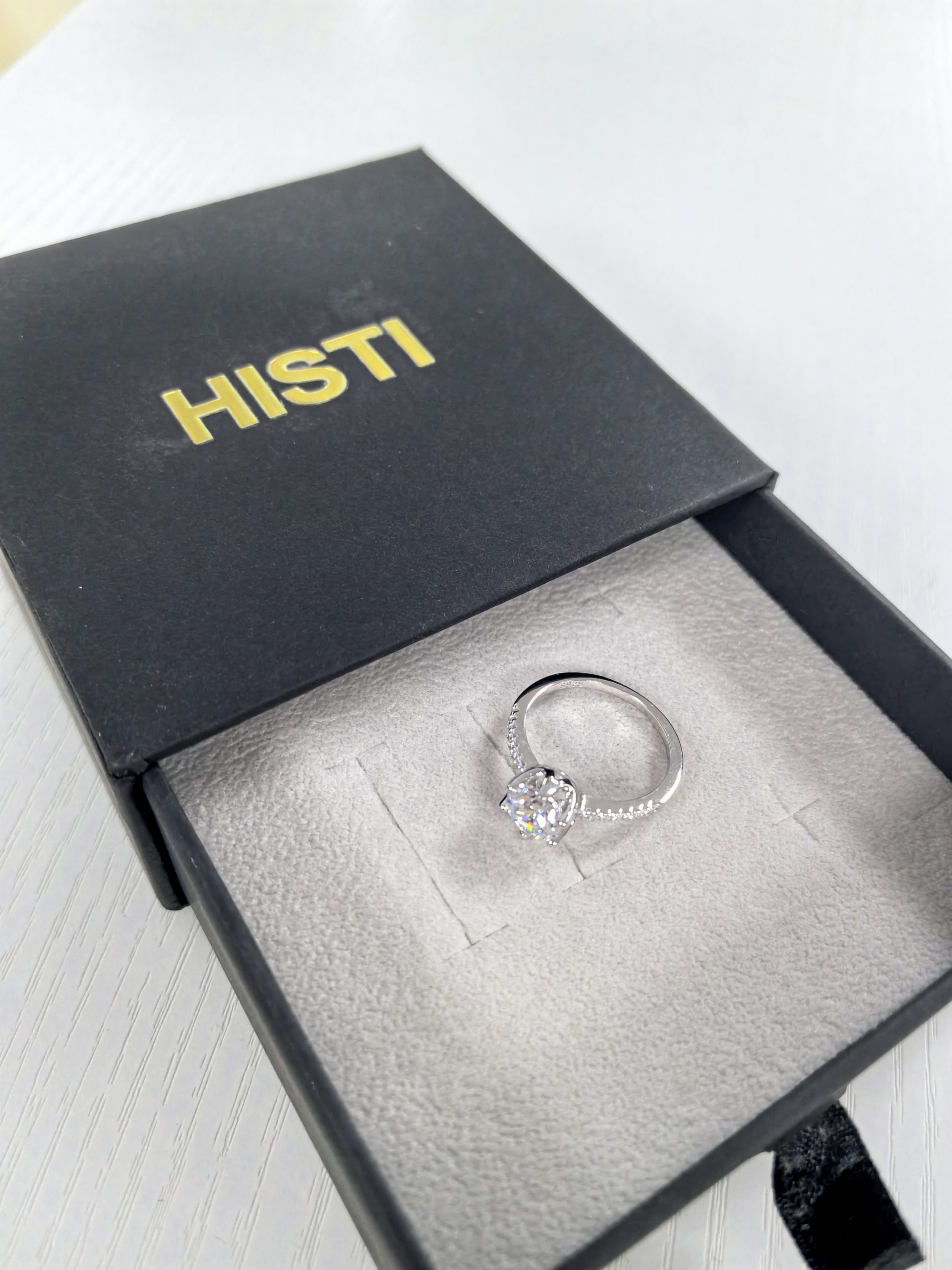 HISTI Wedding Ring 925 Sterling Silver 1.25 CT Round Solitaire Cubic Zirconia Halo Promise Ring - Image 6